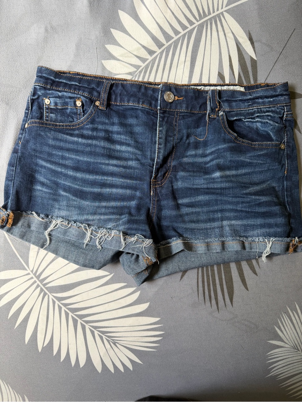 Indigo Rein Dark Blue Rolled Cuff Denim Shorts